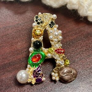 Initial Brooch Letter A Fancy NEW !